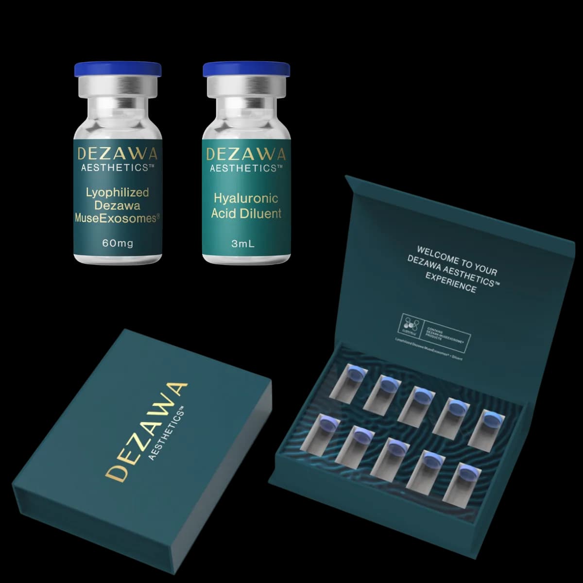 Dezawa Aesthetics kit — vials and packaging